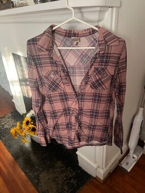 Como Vintage Mauve Plaid Button Shirt